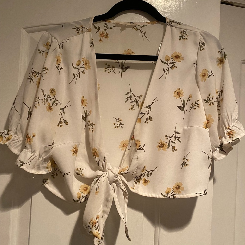 White Floral Blouse